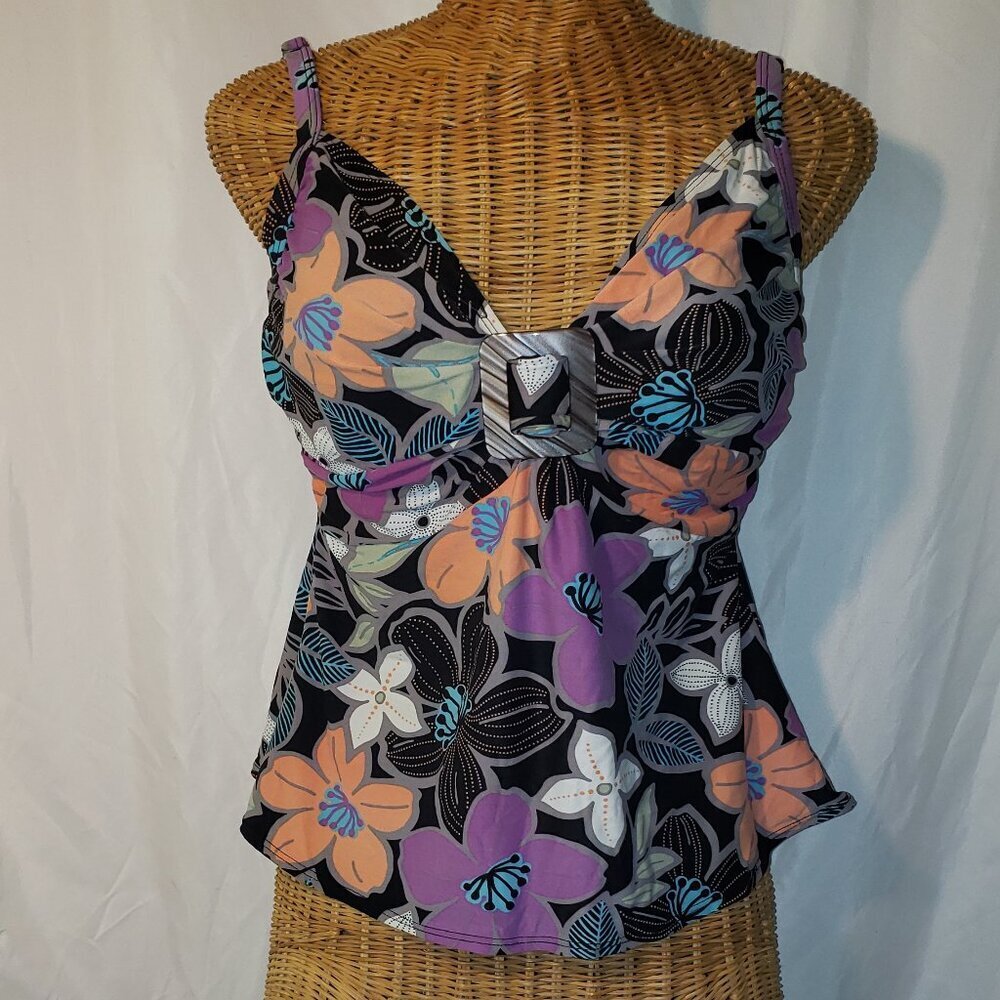 Coco Reef Women's Floral Tankini Top w/Built in Bra - 36C